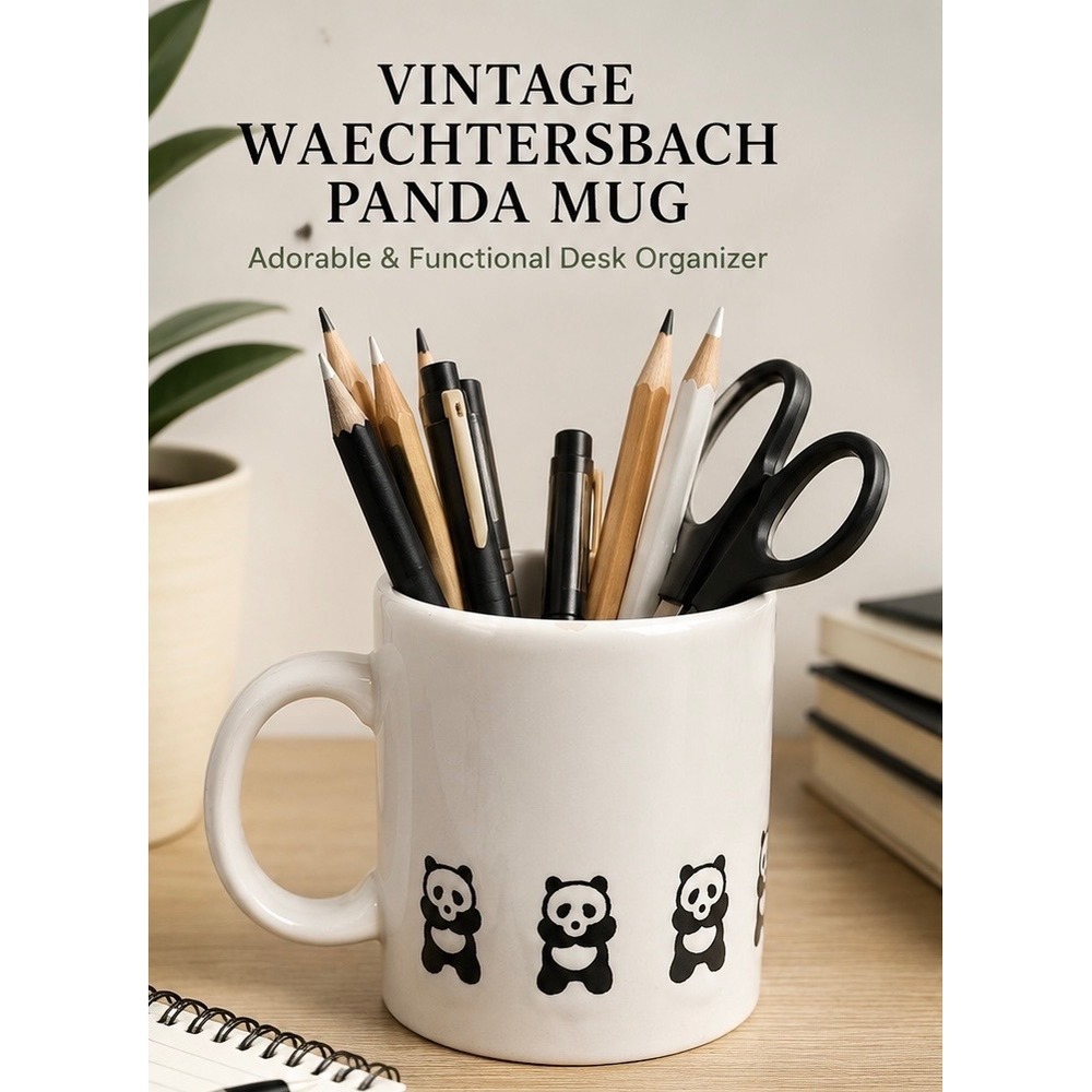 Vintage Waechtersbach Panda Mug Spain Ceramic Pencil Holder Desk Cup AS IS